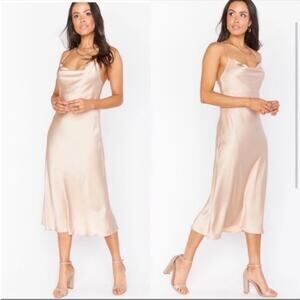 Show Me Your MuMu Verona Cowl Dress Champagne Luxe‎ Satin S